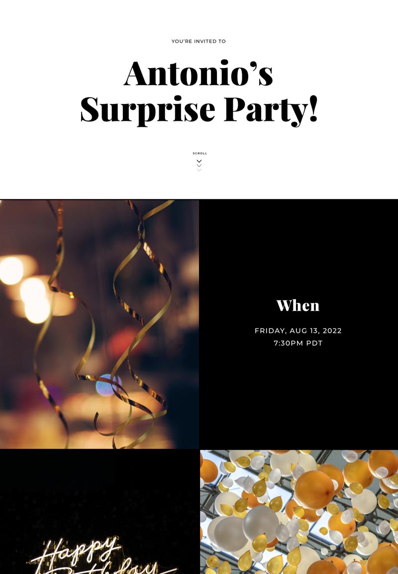 Kid's Birthday - Surprise Birthday - Gallery Invitation