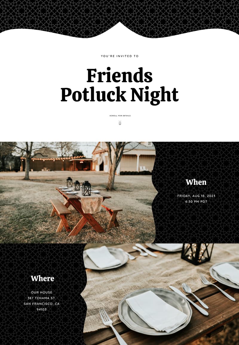 Nightlife - Potluck Party - Elegant Invitation