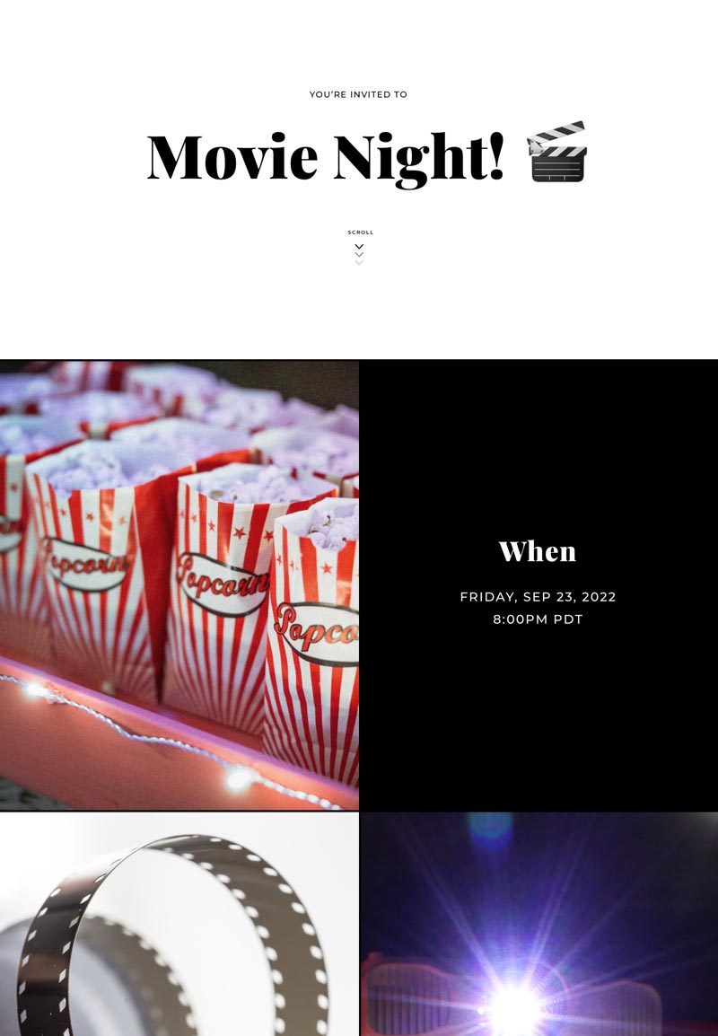 Seasonal - Movie Night - Gallery Invitation