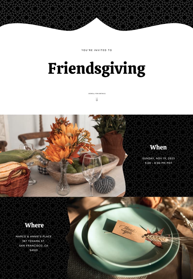 Dinner Party - Friendsgiving - Elegant Invitation